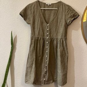 Madewell linen blend Alexandra button front dress